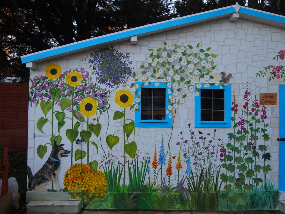 ‘Rose Cottage’ Outdoor Mural In Care Home Garden | Sally Hancox